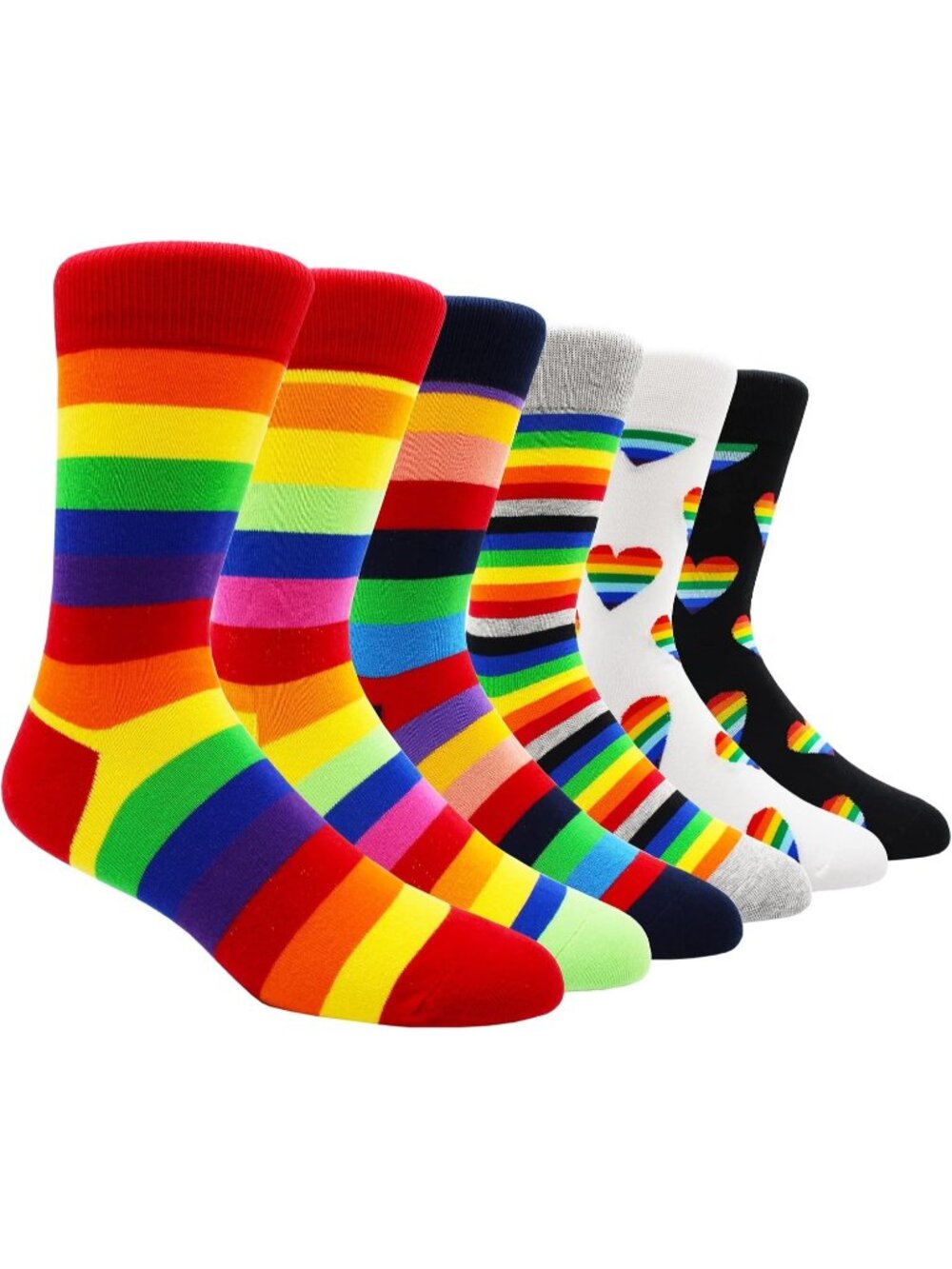 🧦Men's 1 Colorful Striped 6 Pairs Dress Socks Pattern Funny Casual Socks Pack